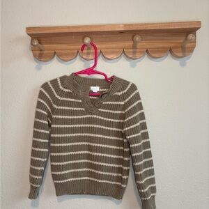Jamie Kay Olive & Cream Striped Crew Sweater